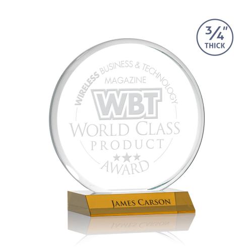 Corporate Awards - Crystal Awards - Colored Crystal - Blackpool Amber Circle Crystal Award