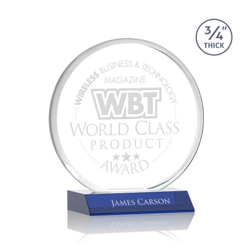 Corporate Awards - Crystal Awards - Colored Crystal - Blackpool Blue Circle Crystal Award