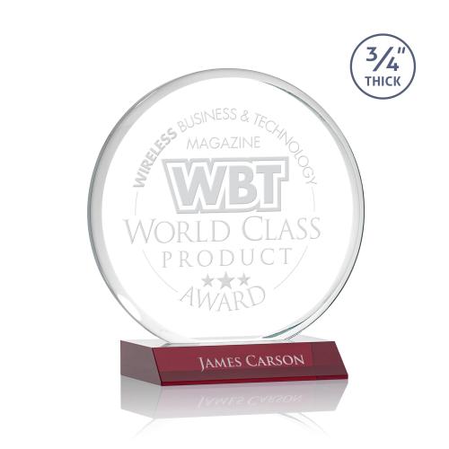 Corporate Awards - Crystal Awards - Colored Crystal - Blackpool Red Circle Crystal Award