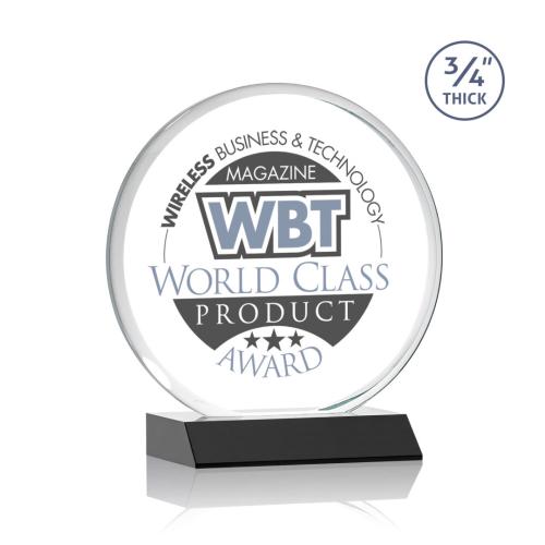 Corporate Awards - Full Color Awards - Blackpool Full Color Black Circle Crystal Award