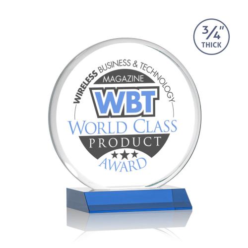 Corporate Awards - Full Color Awards - Blackpool Full Color Sky Blue Circle Crystal Award