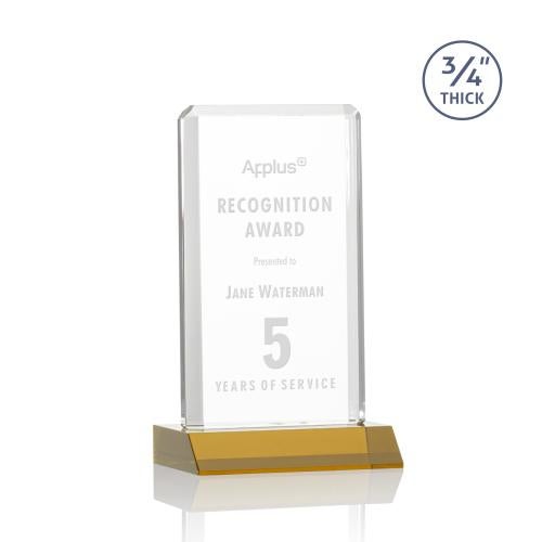 Corporate Awards - Crystal Awards - Colored Crystal - Southport Amber Rectangle Crystal Award