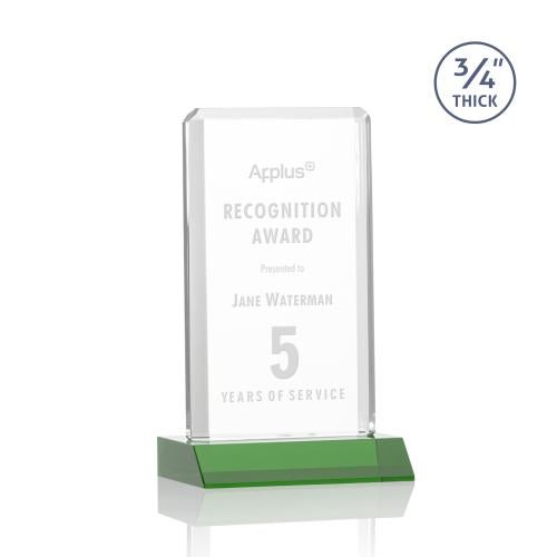 Corporate Awards - Crystal Awards - Colored Crystal - Southport Green Rectangle Crystal Award