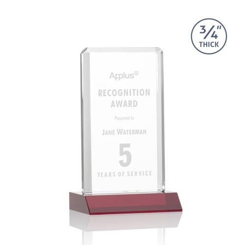 Corporate Awards - Crystal Awards - Colored Crystal - Southport Red Rectangle Crystal Award