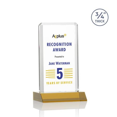 Corporate Awards - Full Color Awards - Southport Full Color Amber Rectangle Crystal Award