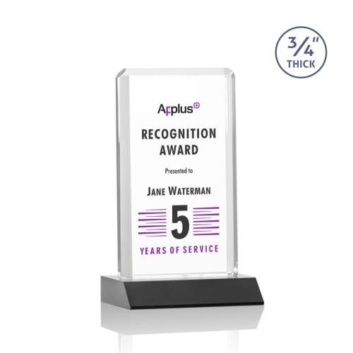 Corporate Awards - Full Color Awards - Southport Full Color Black Rectangle Crystal Award