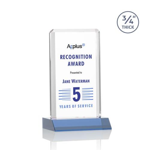 Corporate Awards - Full Color Awards - Southport Full Color Sky Blue Rectangle Crystal Award