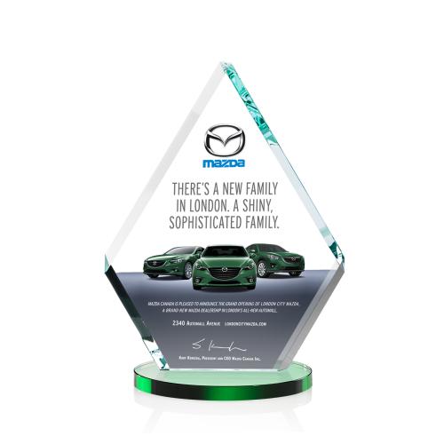 Corporate Awards - Crystal Awards - Colored Crystal - Canton Full Color Green  Crystal Award