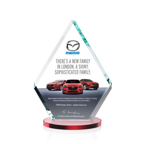 Corporate Awards - Crystal Awards - Colored Crystal - Canton Full Color Red  Crystal Award
