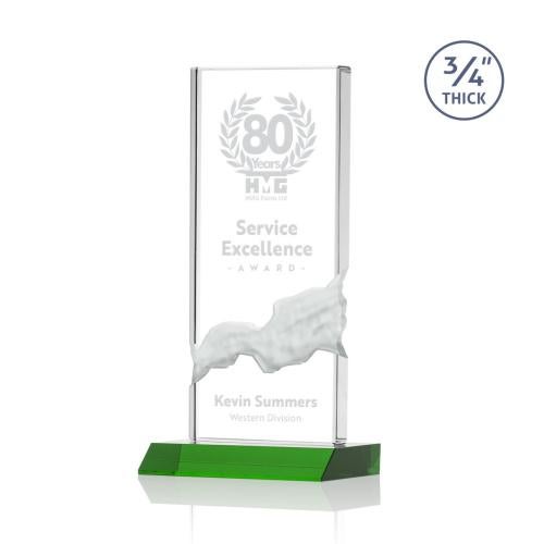 Corporate Awards - Crystal Awards - Colored Crystal - Poole Green Rectangle Crystal Award