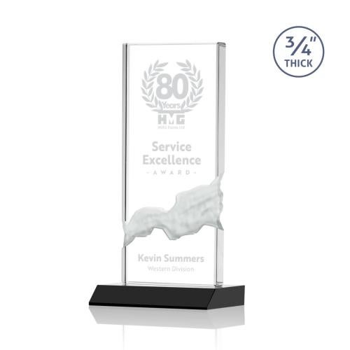 Corporate Awards - Crystal Awards - Poole Black Rectangle Crystal Award