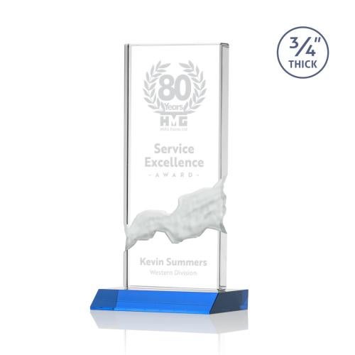 Corporate Awards - Crystal Awards - Poole Sky Blue Rectangle Crystal Award