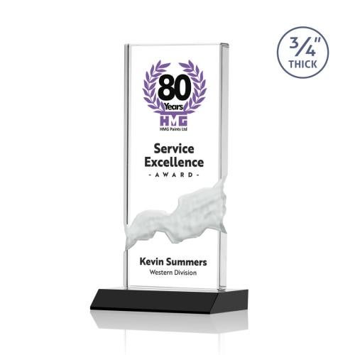 Corporate Awards - Full Color Awards - Poole Full Color Black Rectangle Crystal Award