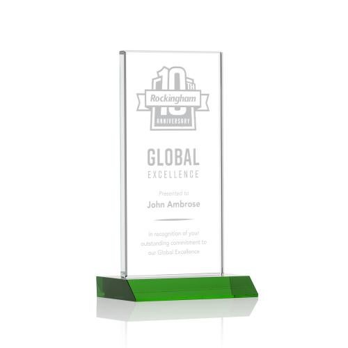 Corporate Awards - Crystal Awards - Colored Crystal - Bolton Green Rectangle Crystal Award