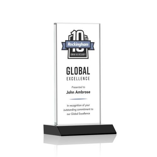 Corporate Awards - Full Color Awards - Bolton Full Color Black  Rectangle Crystal Award