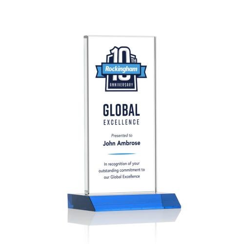 Corporate Awards - Full Color Awards - Bolton Full Color Sky Blue  Rectangle Crystal Award