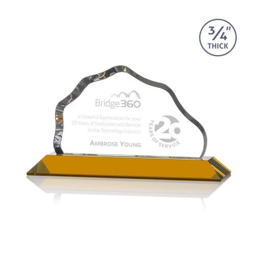 Corporate Awards - Crystal Awards - Colored Crystal - Petersen Amber Crystal Award