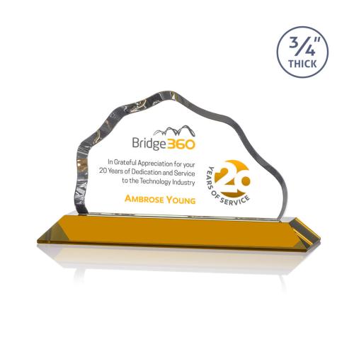 Corporate Awards - Crystal Awards - Colored Crystal - Petersen Full Color Amber  Crystal Award