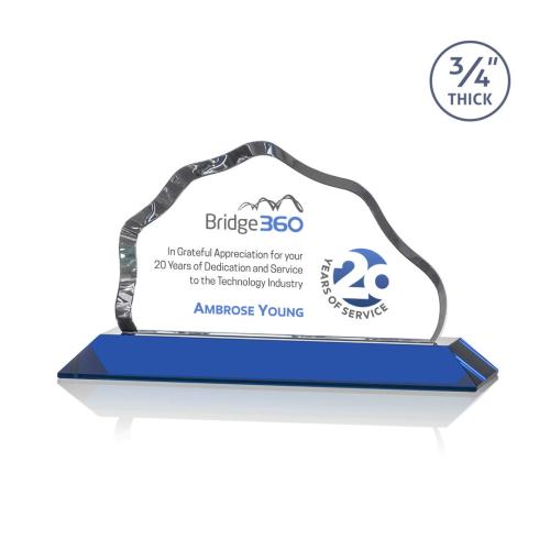 Corporate Awards - Crystal Awards - Colored Crystal - Petersen Full Color Blue Crystal Award
