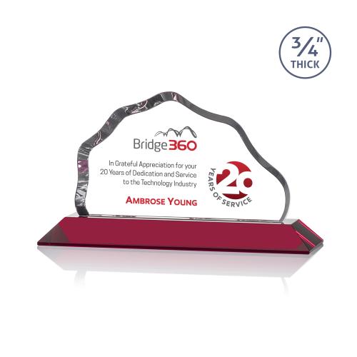 Corporate Awards - Crystal Awards - Colored Crystal - Petersen Full Color Red  Crystal Award