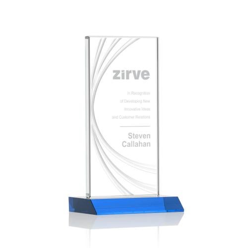 Corporate Awards - Crystal Awards - Hawkins Liquid™  Sky Blue  Rectangle Crystal Award