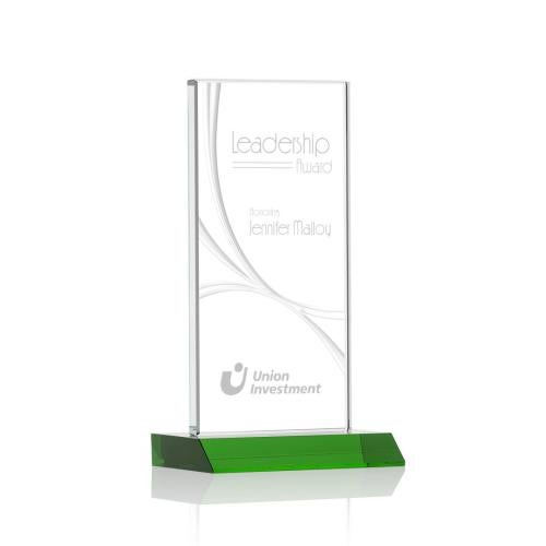 Corporate Awards - Crystal Awards - Colored Crystal - Keane Liquid™ Green  Rectangle Crystal Award