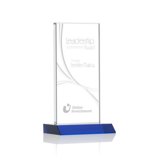 Corporate Awards - Crystal Awards - Colored Crystal - Keane Liquid&trade; Blue Rectangle Crystal Award