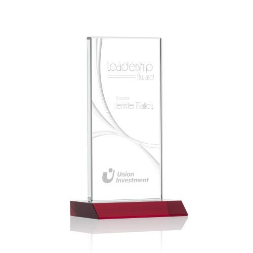 Corporate Awards - Crystal Awards - Colored Crystal - Keane Liquid&trade; Red  Rectangle Crystal Award