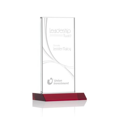 Corporate Awards - Crystal Awards - Colored Crystal - Keane Liquid™ Red  Rectangle Crystal Award