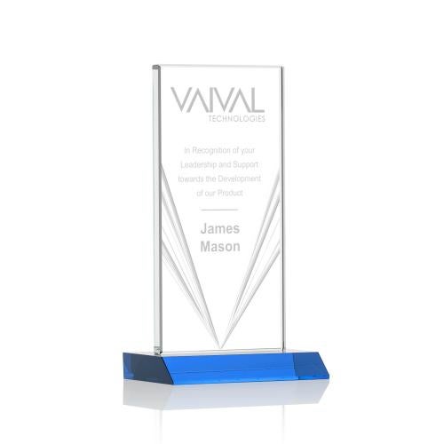Corporate Awards - Crystal Awards - Colored Crystal - Seaford Liquid&trade;  Sky Blue  Rectangle Crystal Award