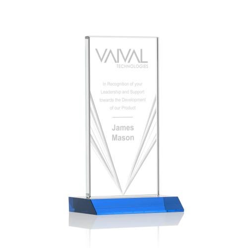 Corporate Awards - Crystal Awards - Colored Crystal - Seaford Liquid™  Sky Blue  Rectangle Crystal Award