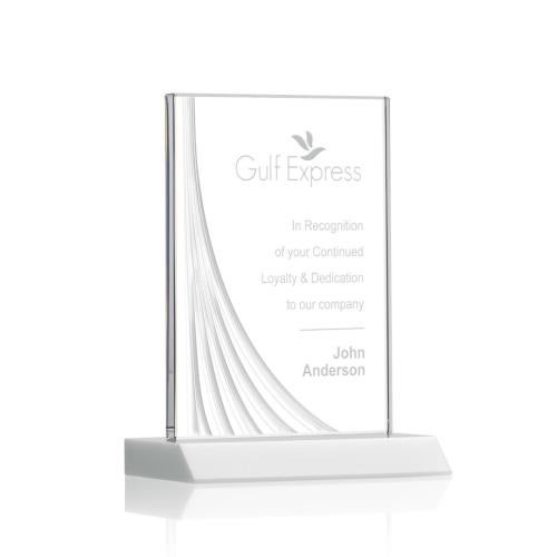 Corporate Awards - Crystal Awards - Leighton Liquid™ White  Rectangle Crystal Award