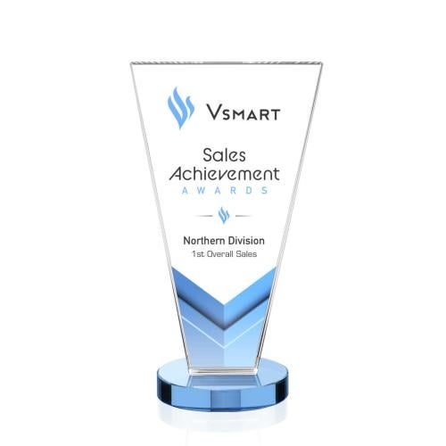 Corporate Awards - Full Color Awards - Burney Full Color Sky Blue Crystal Award