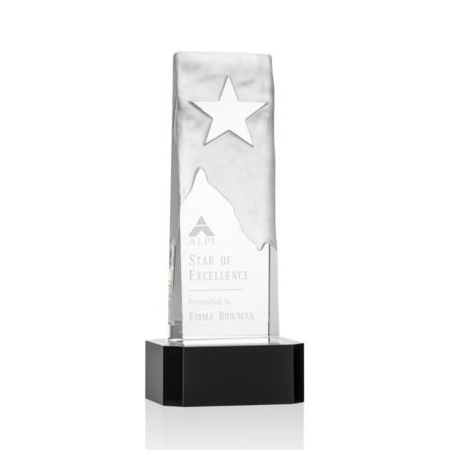Corporate Awards - Award Shapes - Mountain Awards - Stapleton Black on Base Star Crystal Award