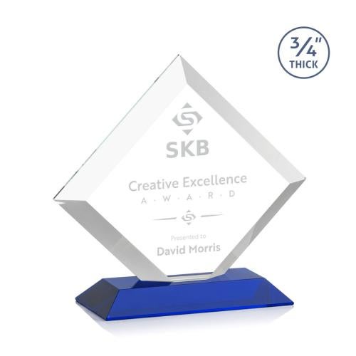 Corporate Awards - Glass Awards - Colored Glass Awards - Belaire Blue Crystal Award