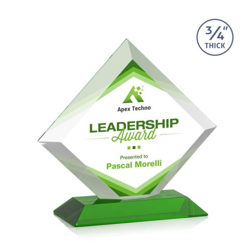 Corporate Awards - Glass Awards - Colored Glass Awards - Belaire Full Color Green Crystal Award