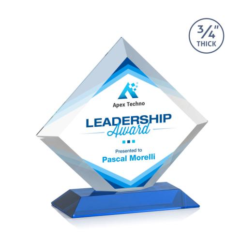Corporate Awards - Full Color Awards - Belaire Full Color Sky Blue Crystal Award