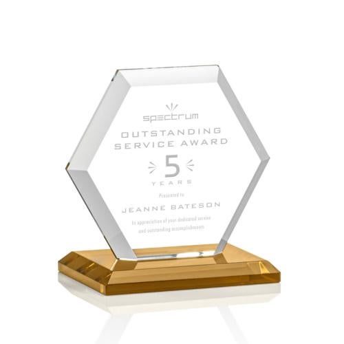 Corporate Awards - Glass Awards - Colored Glass Awards - Barnett Amber Crystal Award