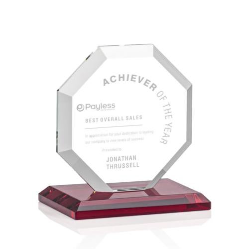 Corporate Awards - Crystal Awards - Colored Crystal - Red Crystal Awards - Leyland Red Crystal Award