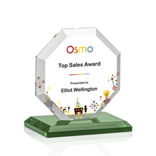 Corporate Awards - Glass Awards - Colored Glass Awards - Leyland Full Color Green Crystal Award