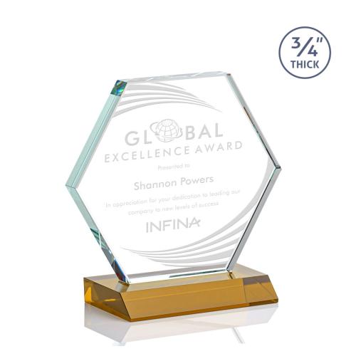 Corporate Awards - Glass Awards - Colored Glass Awards - Pickering Amber Crystal Award