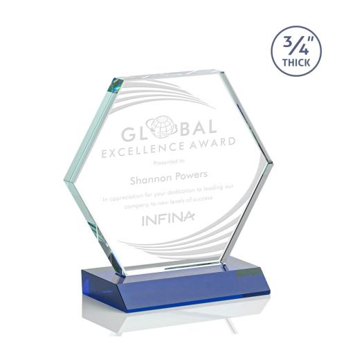 Corporate Awards - Glass Awards - Colored Glass Awards - Pickering Blue  Crystal Award