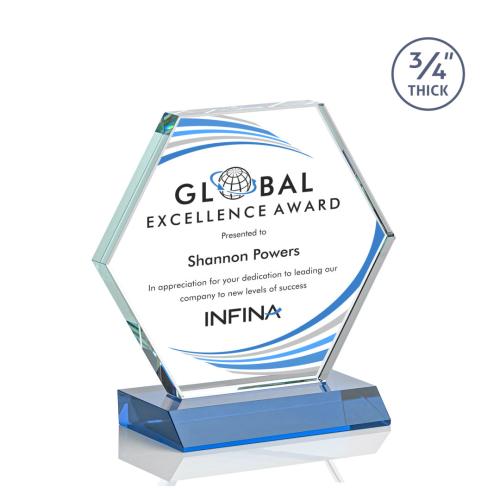 Corporate Awards - Full Color Awards - Pickering Full Color Sky Blue Crystal Award