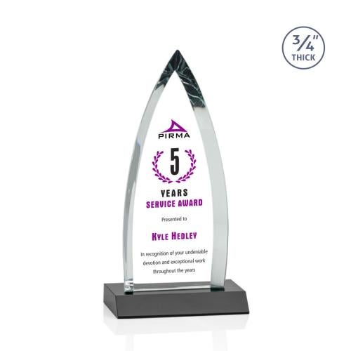 Corporate Awards - Full Color Awards - Shildon Full Color Black Arch & Crescent Crystal Award