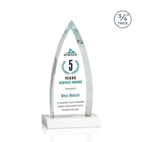 Corporate Awards - Full Color Awards - Shildon Full Color White Arch & Crescent Crystal Award