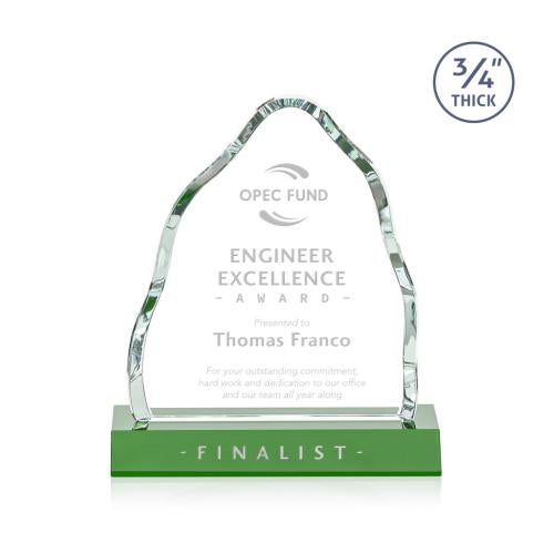 Corporate Awards - Glass Awards - Colored Glass Awards - Dunwich Green  Crystal Award