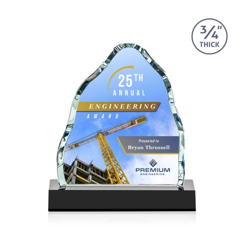 Corporate Awards - Award Shapes - Mountain Awards - Dunwich Full Color Black Crystal Award