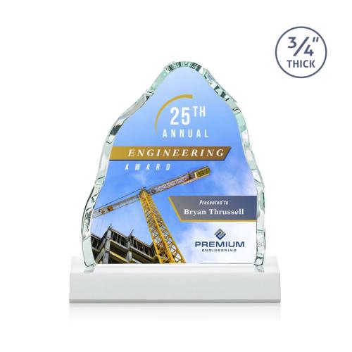 Corporate Awards - Award Shapes - Mountain Awards - Dunwich Full Color White Crystal Award