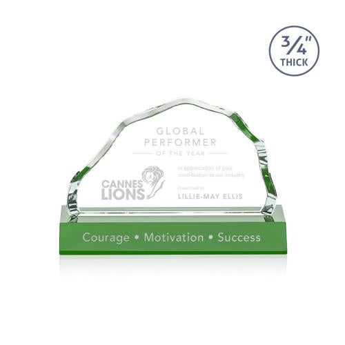 Corporate Awards - Glass Awards - Colored Glass Awards - Highbridge Green Crystal Award