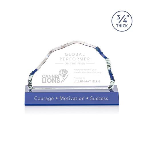 Corporate Awards - Glass Awards - Colored Glass Awards - Highbridge Blue Crystal Award